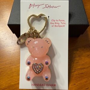Betsey Johnson Pink Bear Charm with Rhinestones